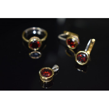 Sky Jewelry Серебряный набор с Гранатом 925 проба