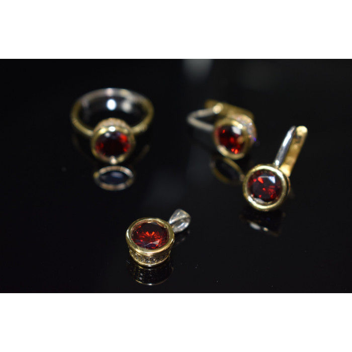 Sky Jewelry Серебряный набор с Гранатом 925 проба