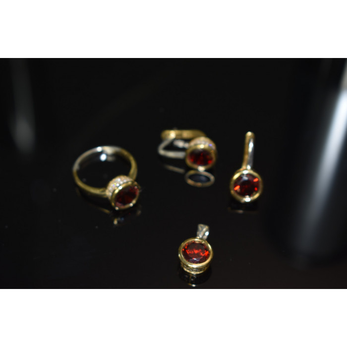 Sky Jewelry Серебряный набор с Гранатом 925 проба