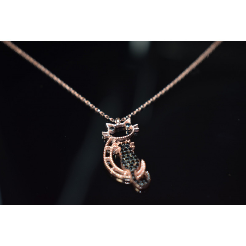 Sky Jewelry Серебряное колье *Черный Кот* с фианитами