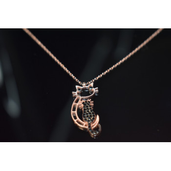 Sky Jewelry Серебряное колье *Черный Кот* с фианитами