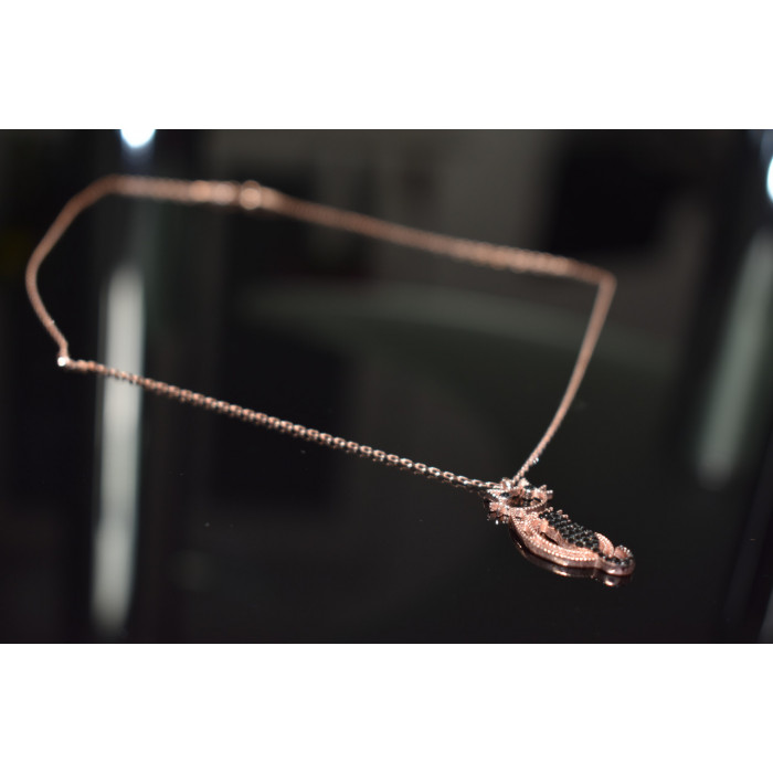 Sky Jewelry Серебряное колье *Черный Кот* с фианитами