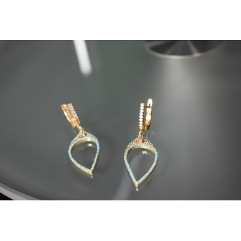 Sky Jewelry Серебряные серьги в позолоте со вставками из Бирюзы