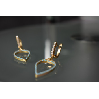 Sky Jewelry Серебряные серьги в позолоте со вставками из Бирюзы