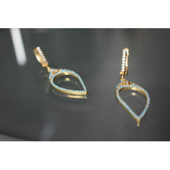 Sky Jewelry Серебряные серьги в позолоте со вставками из Бирюзы