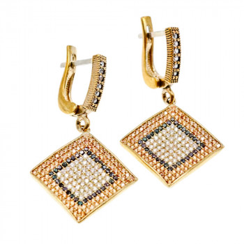 Sky Jewelry Серебряный комплект со вставками из камней Черный Нефрит и фианиты