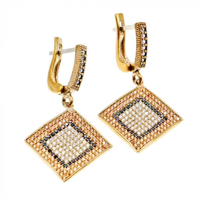 Sky Jewelry Серебряный комплект со вставками из камней Черный Нефрит и фианиты