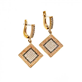 Sky Jewelry Серебряный комплект со вставками из камней Черный Нефрит и фианиты