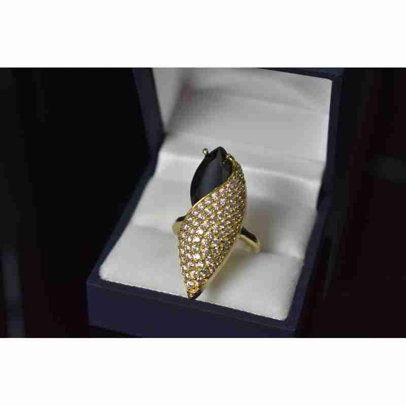 Sky Jewelry Серебряное кольцо с черным камнем Алпанит