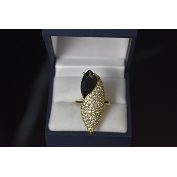 Sky Jewelry Серебряное кольцо с черным камнем Алпанит