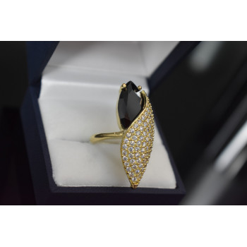 Sky Jewelry Серебряное кольцо с черным камнем Алпанит