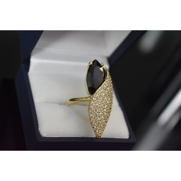 Sky Jewelry Серебряное кольцо с черным камнем Алпанит