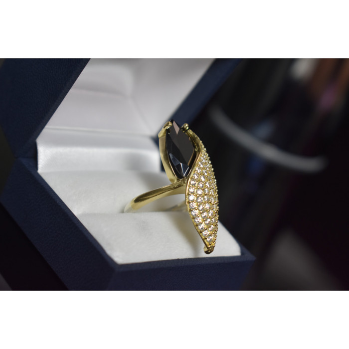 Sky Jewelry Серебряное кольцо с черным камнем Алпанит