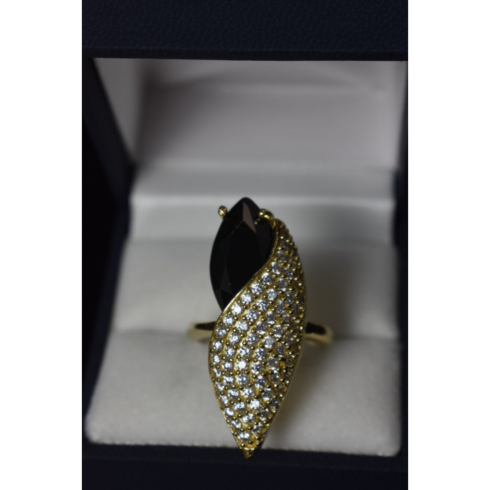 Sky Jewelry Серебряное кольцо с черным камнем Алпанит