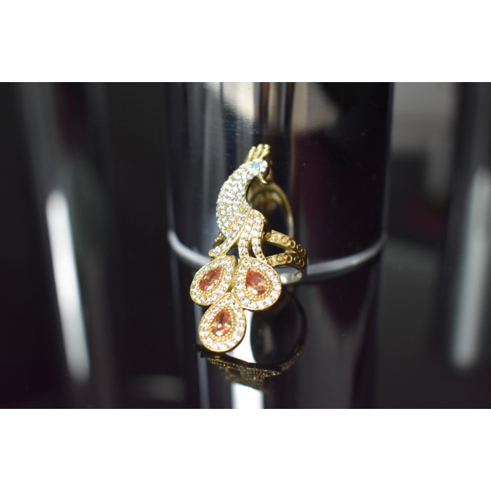 Sky Jewelry Серебряное кольцо *Жар-Птица* с камнем Гелиодор и вставкой из бирюзы