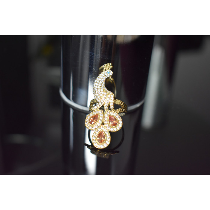 Sky Jewelry Серебряное кольцо *Жар-Птица* с камнем Гелиодор и вставкой из бирюзы