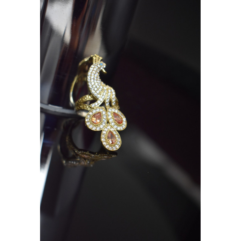 Sky Jewelry Серебряное кольцо *Жар-Птица* с камнем Гелиодор и вставкой из бирюзы