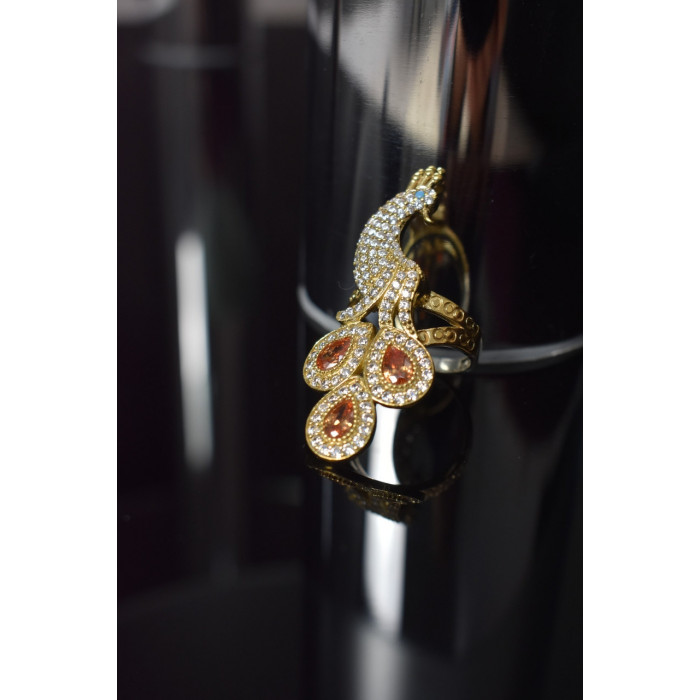 Sky Jewelry Серебряное кольцо *Жар-Птица* с камнем Гелиодор и вставкой из бирюзы