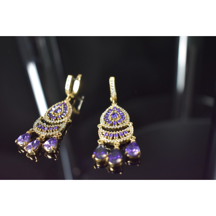 Sky Jewelry Серебряные серьги 925 пробы с камнями Алпанит