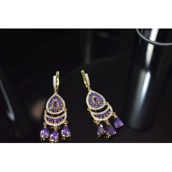 Sky Jewelry Серебряные серьги 925 пробы с камнями Алпанит