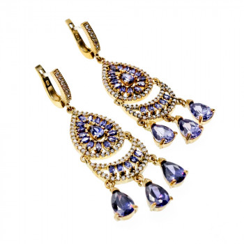 Sky Jewelry Серебряные серьги 925 пробы с камнями Алпанит