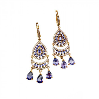 Sky Jewelry Серебряные серьги 925 пробы с камнями Алпанит