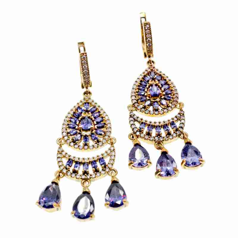 Sky Jewelry Серебряные серьги 925 пробы с камнями Алпанит