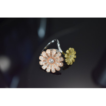 Sky Jewelry Серебряное кольцо 925 пробы с фианитами *Цветы*