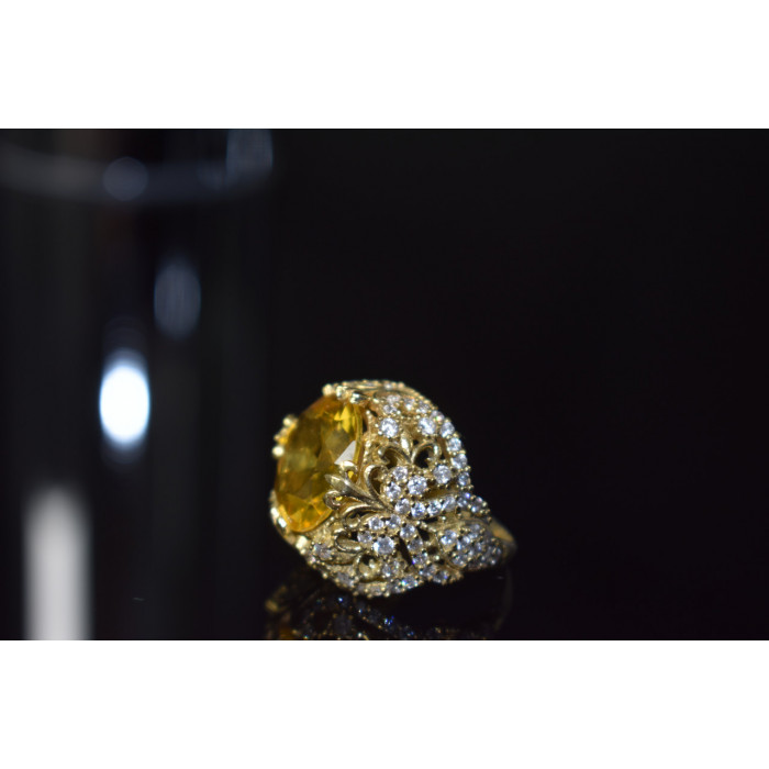 Sky Jewelry Серебряное кольцо 925 пробы с Желтым Алпанитом