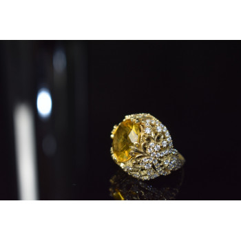 Sky Jewelry Серебряное кольцо 925 пробы с Желтым Алпанитом