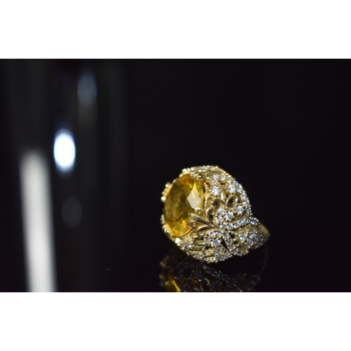 Sky Jewelry Серебряное кольцо 925 пробы с Желтым Алпанитом