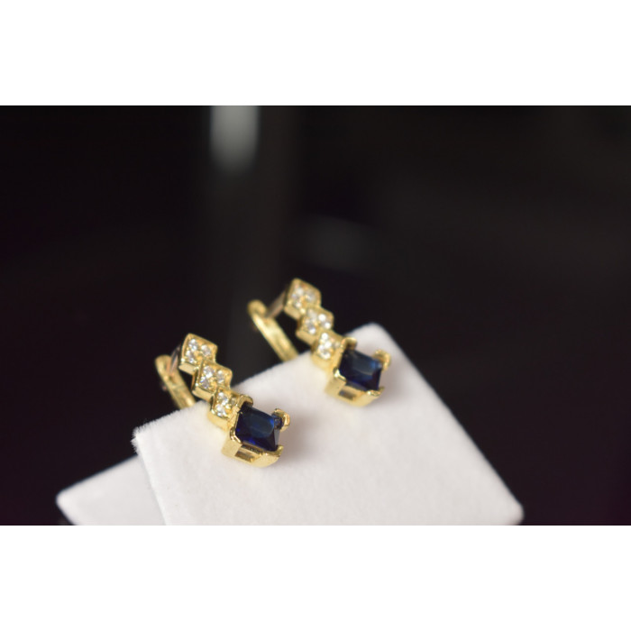 Sky Jewelry Серебряные серьги в позолоте с камнем Алпанит