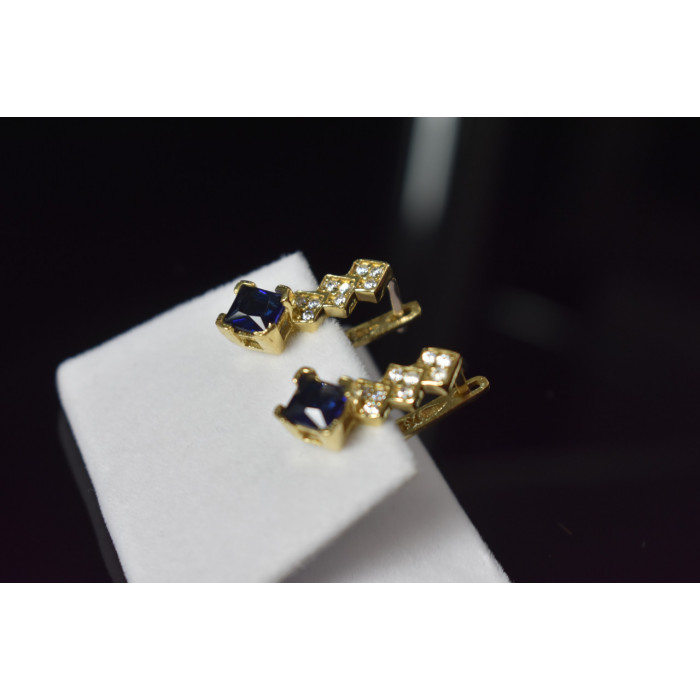 Sky Jewelry Серебряные серьги в позолоте с камнем Алпанит