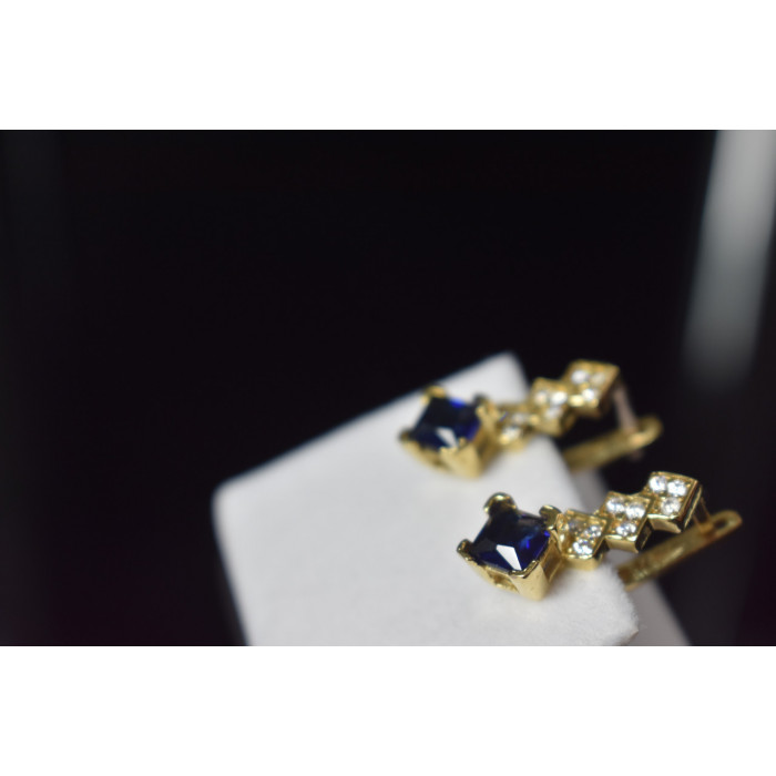 Sky Jewelry Серебряные серьги в позолоте с камнем Алпанит