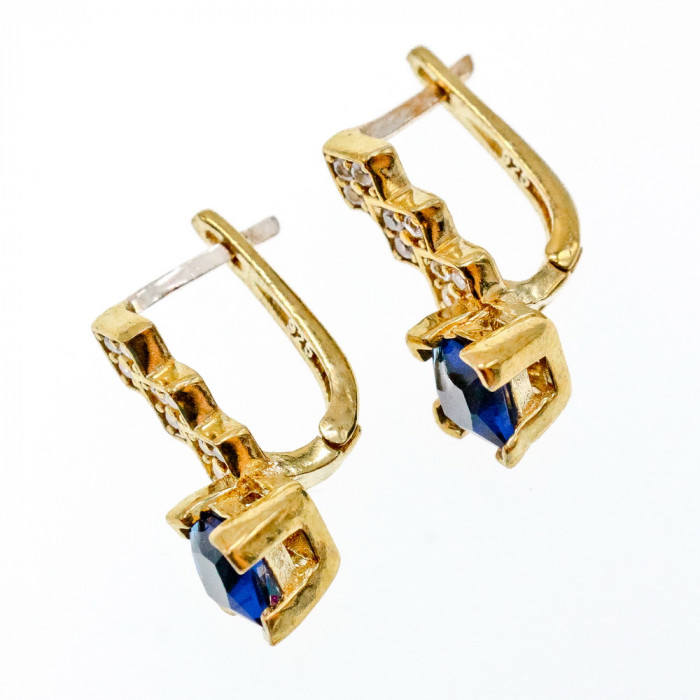 Sky Jewelry Серебряные серьги в позолоте с камнем Алпанит