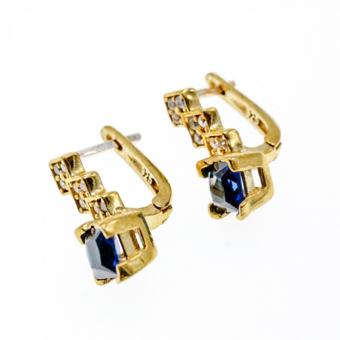 Sky Jewelry Серебряные серьги в позолоте с камнем Алпанит