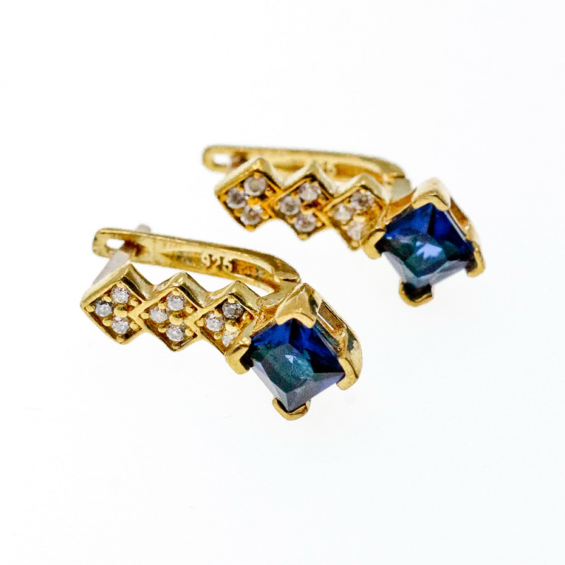 Sky Jewelry Серебряные серьги в позолоте с камнем Алпанит