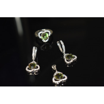 Sky Jewelry Серебряный комплект 925 пробы с Зеленым камнем Алпанит