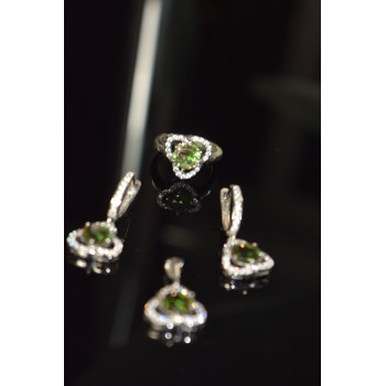 Sky Jewelry Серебряный комплект 925 пробы с Зеленым камнем Алпанит