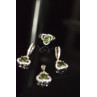 Sky Jewelry Серебряный комплект 925 пробы с Зеленым камнем Алпанит