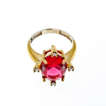 Sky Jewelry Комплект из серебра 925 проба в позолоте с красным камнем Алпанит