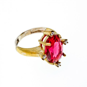 Sky Jewelry Комплект из серебра 925 проба в позолоте с красным камнем Алпанит