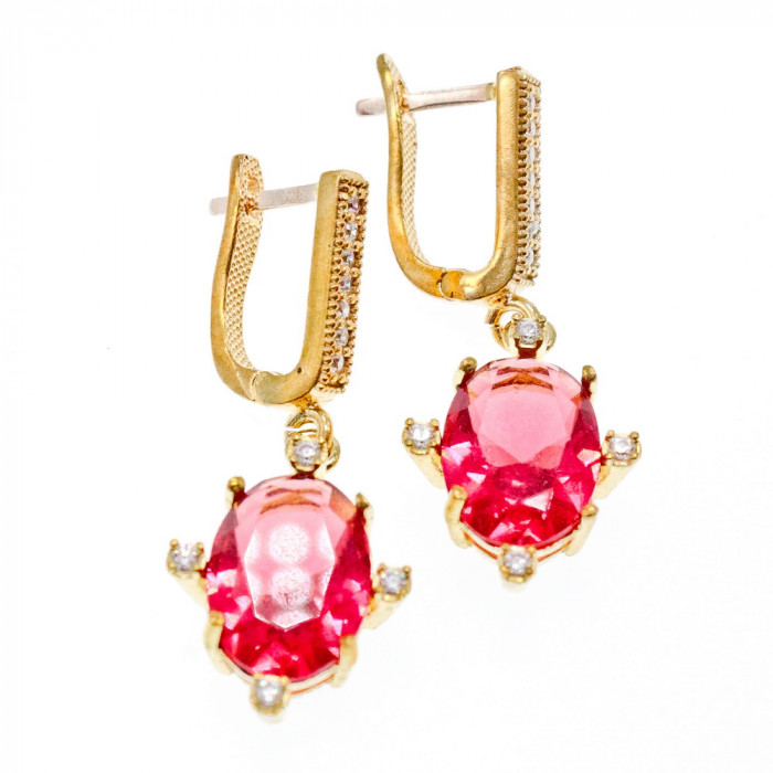 Sky Jewelry Комплект из серебра 925 проба в позолоте с красным камнем Алпанит