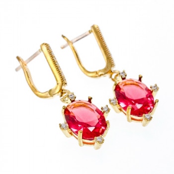 Sky Jewelry Комплект из серебра 925 проба в позолоте с красным камнем Алпанит