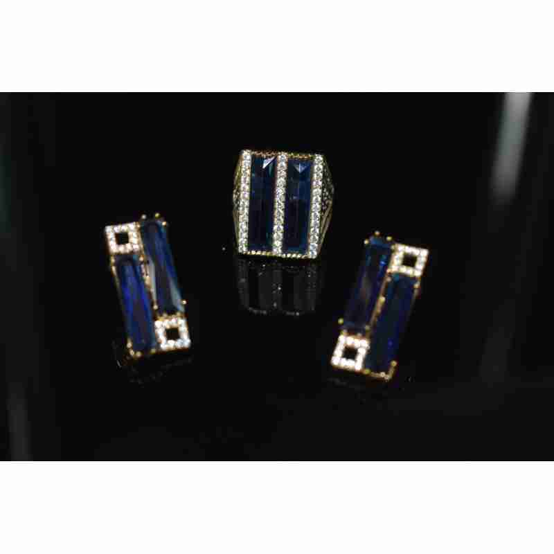 Sky Jewelry Серебряный набор с Синим камнем Алпанит