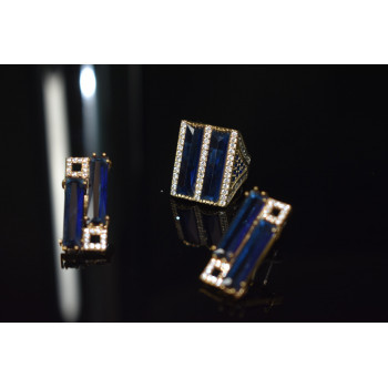 Sky Jewelry Серебряный набор с Синим камнем Алпанит