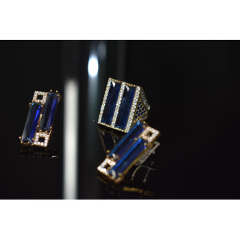 Sky Jewelry Серебряный набор с Синим камнем Алпанит