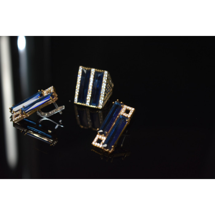 Sky Jewelry Серебряный набор с Синим камнем Алпанит