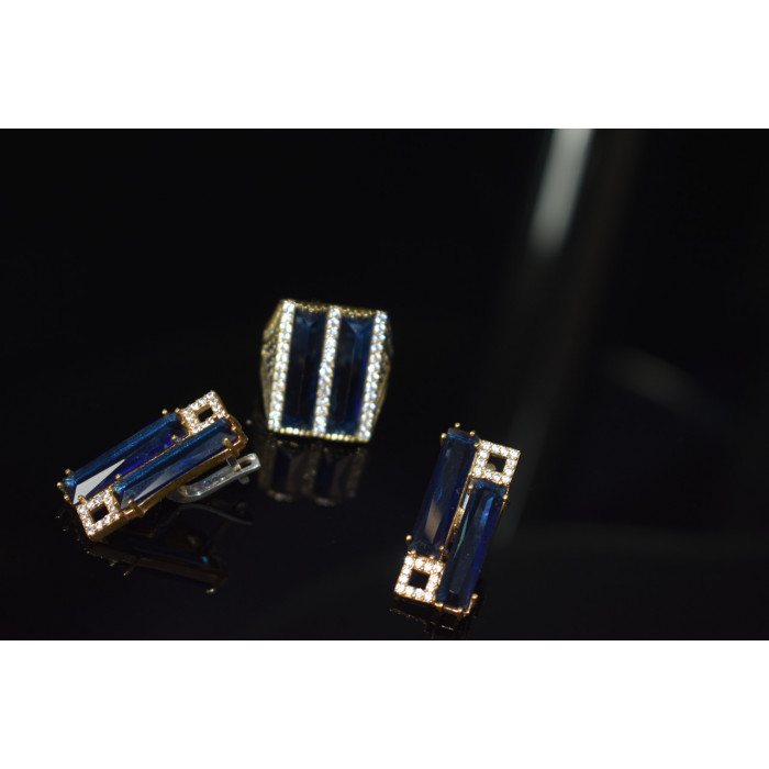 Sky Jewelry Серебряный набор с Синим камнем Алпанит