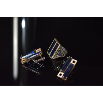 Sky Jewelry Серебряный набор с Синим камнем Алпанит